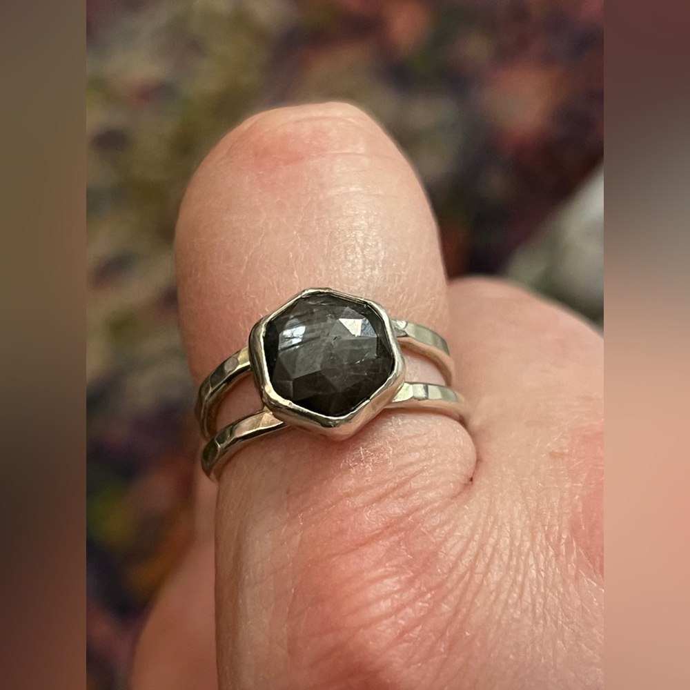 Silver Sapphire Sterling Silver Split Ring 8.75 - image 1